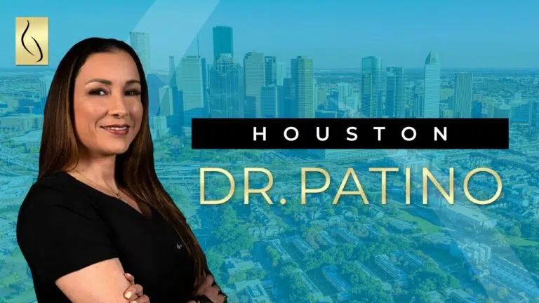 A YouTube video cover showing Maria Patino, MD, a plastic surgeon.