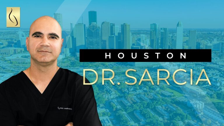A YouTube video cover showing Mark Sarcia, MD, a plastic surgeon.