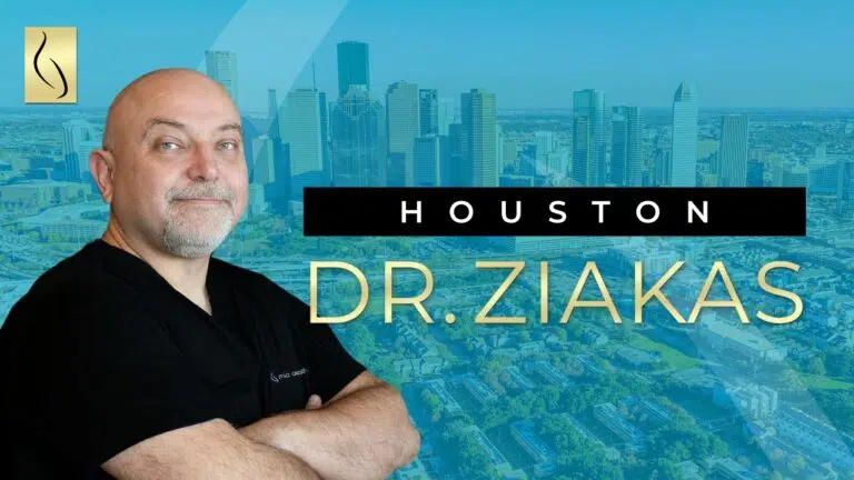 A YouTube video cover showing Georgios Ziakas, MD, a plastic surgeon.